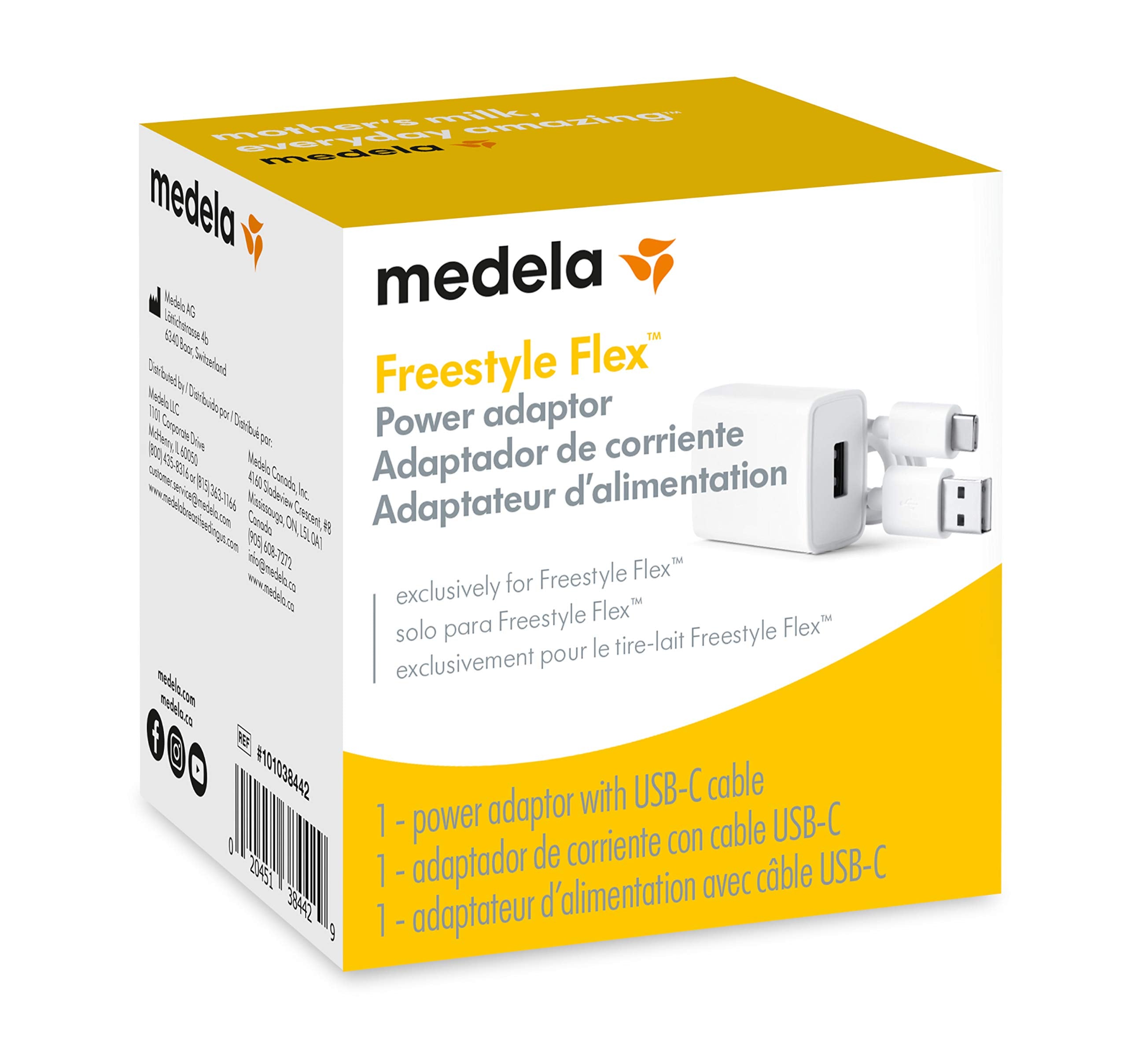 Medela Freestyle Flex Replacement Power Adaptor With Usb Type C Cable, Spare Power Supply Cord For Easy Portability, Authentic S
